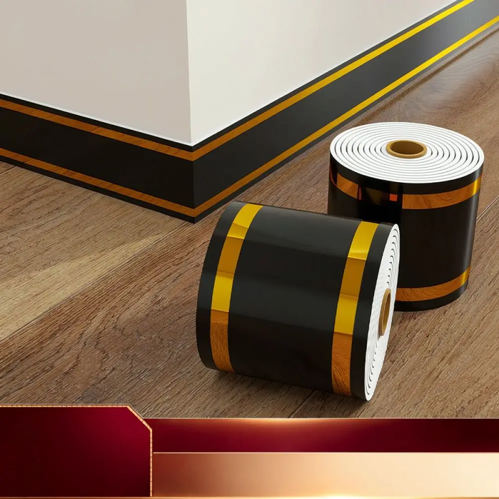 Waterproof Self Adhesive PVC Skirting Border Sticker Modern Decorative Molding Trim For Wall Waistline And Furniture Edging