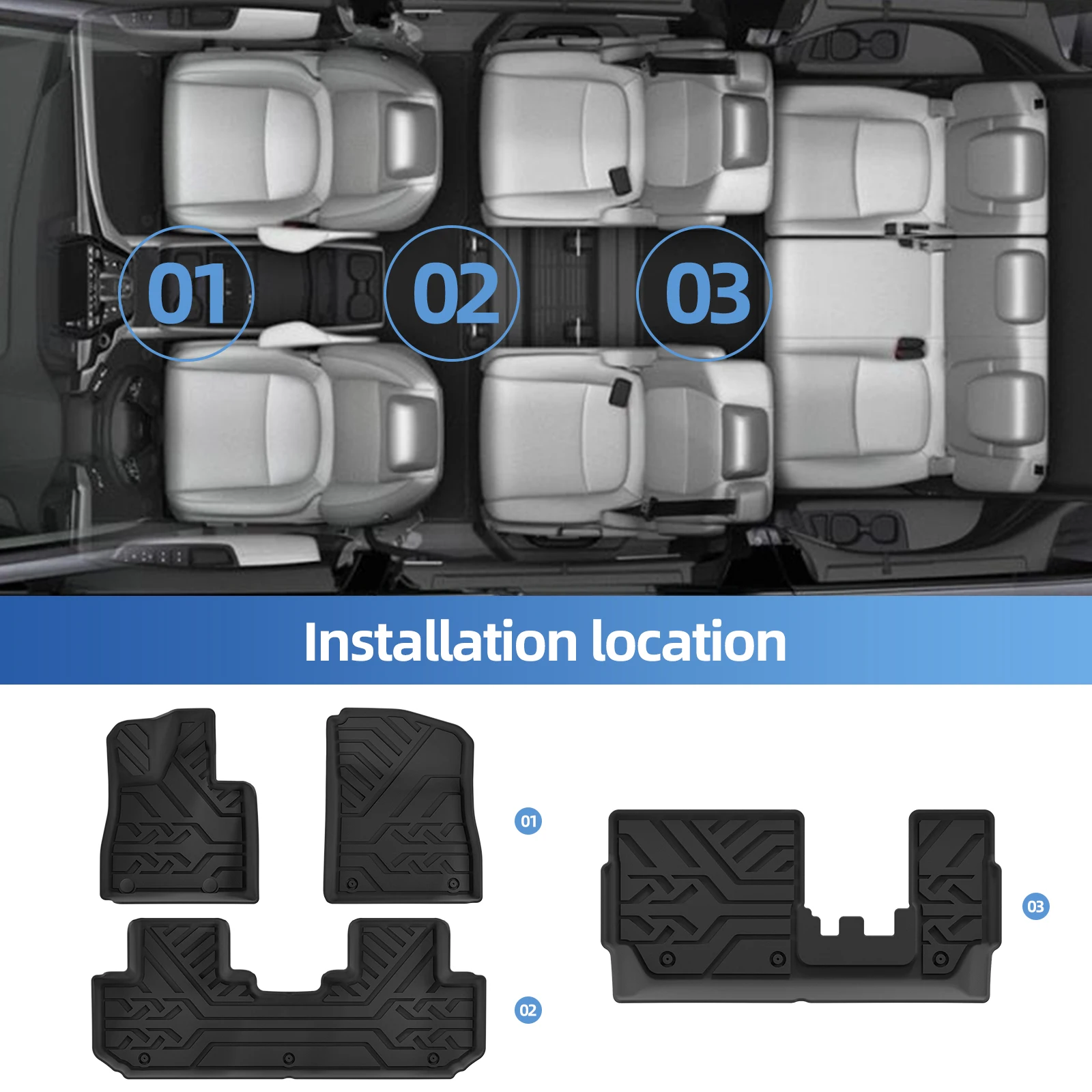 LUCKEASY Left Drive for BYD Tang L/Atto 8/Sealion 8 2025 2026 7Seats (Built-in Refrigerator Model) Car Floor Mats Cargo Trunk view 3