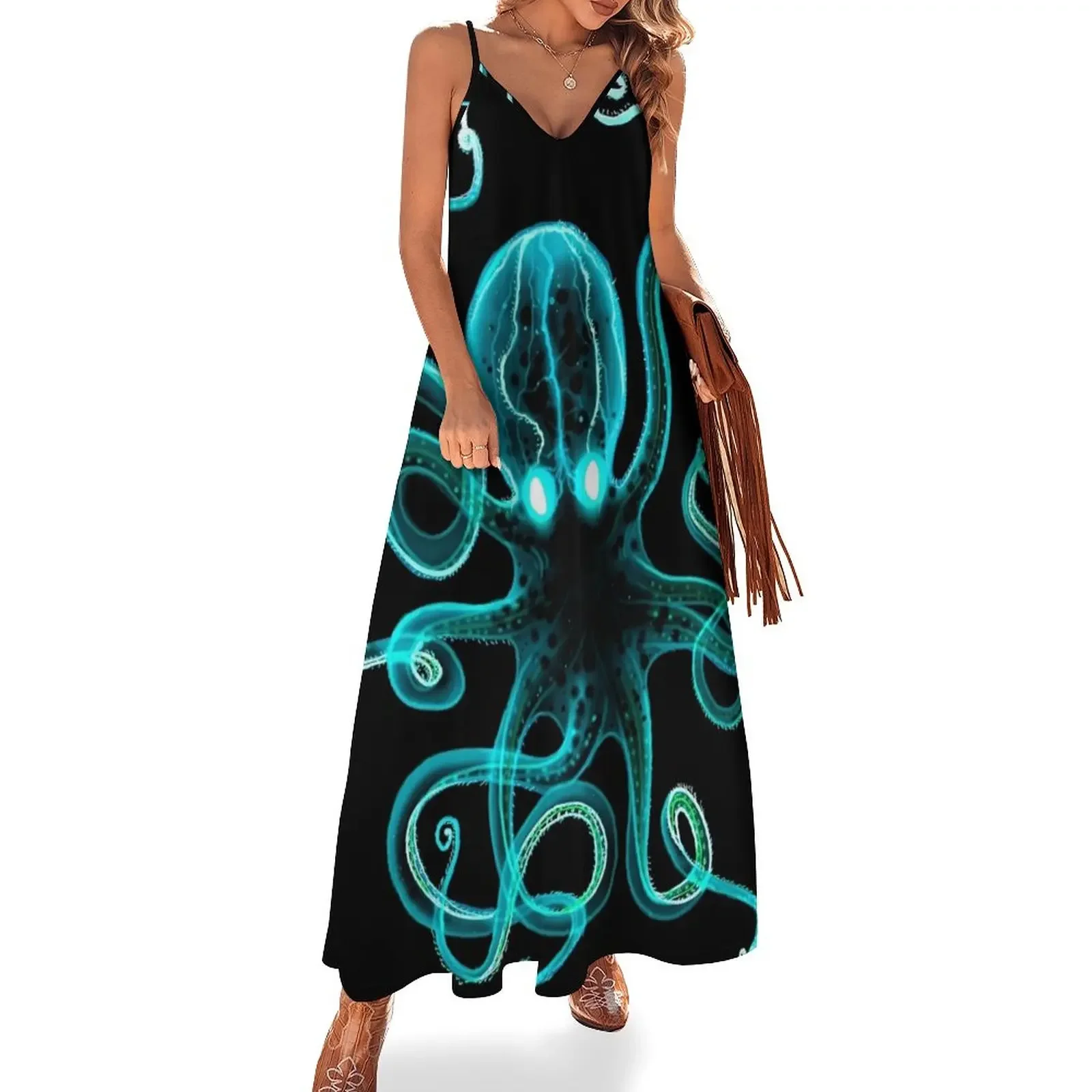 

Octopus Aqua Sleeveless Dress Woman clothes long dresses for women women's fashion dresses Evening dresses Dress