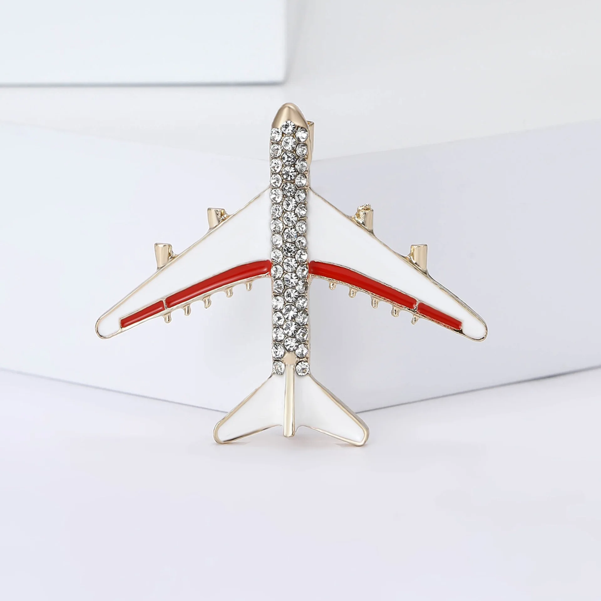 

Stylish Creative Rhinestone Aircraft Brooch Ladies Unisex 2-Color Enamel Aircraft Casual Office Brooch Gift
