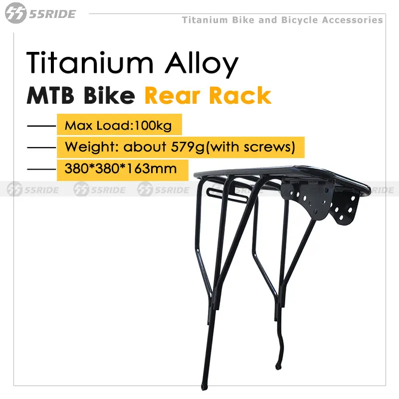 55RIDE Titanium Bicycle Luggage Holder, Rear Rack for Mountain Fat Bik, Thickened Wall Tube, Luggage Carrier, Rear Shelf Shelves