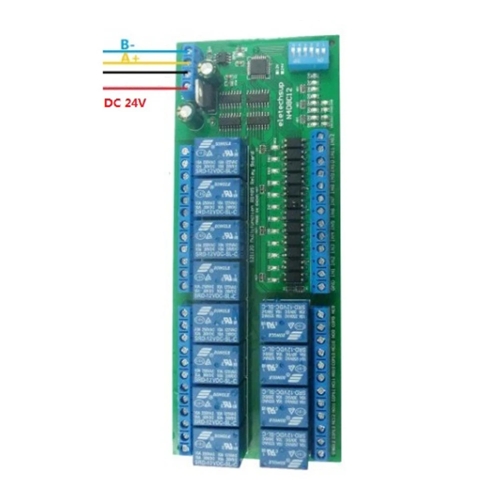 24V 12Ch Digital Input Output UART RS485 Relay Module Modbus RTU for PLC PTZ LED Motor Machine Control, Only