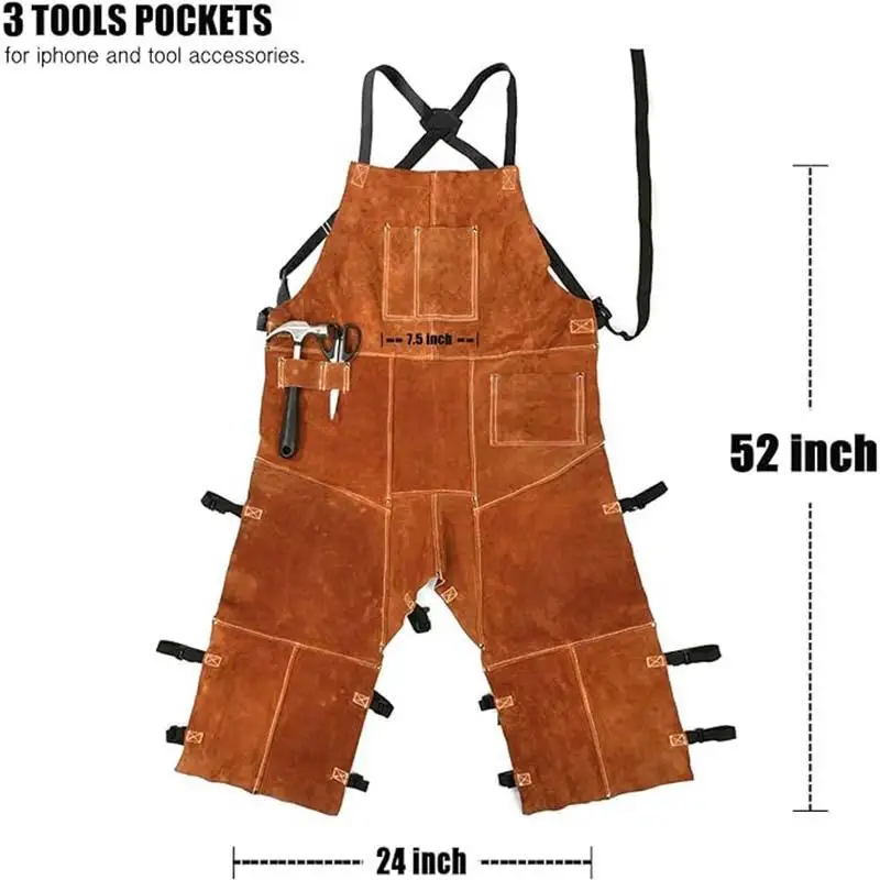 Men's Jumpsuit Pants Printed Logo Leather Welding Welding High Temperature Resistance Fireproof Flower Workshop Work Clothes