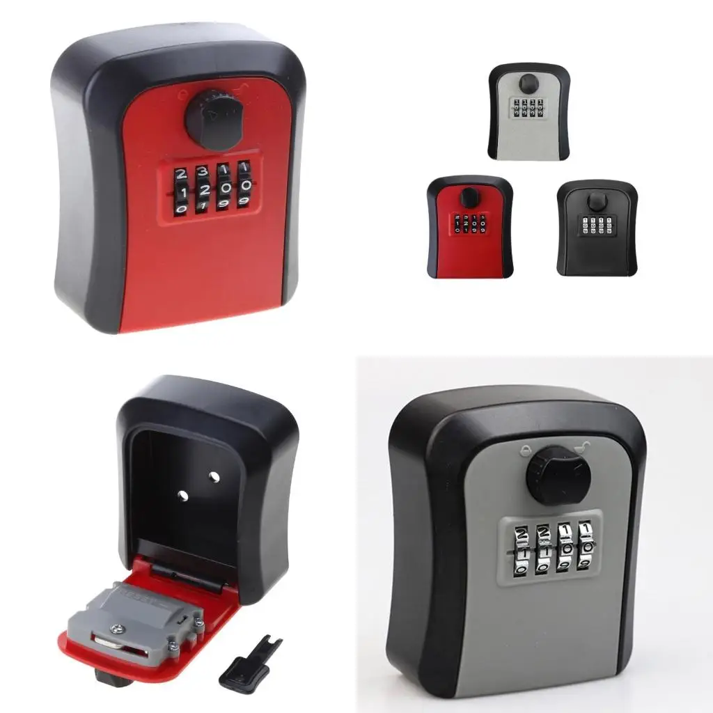 Outdoor Wall Mounted Safe Weatherproof Lock Box 4-Digit Combination Lockboxs Waterproof Outdoor Hider