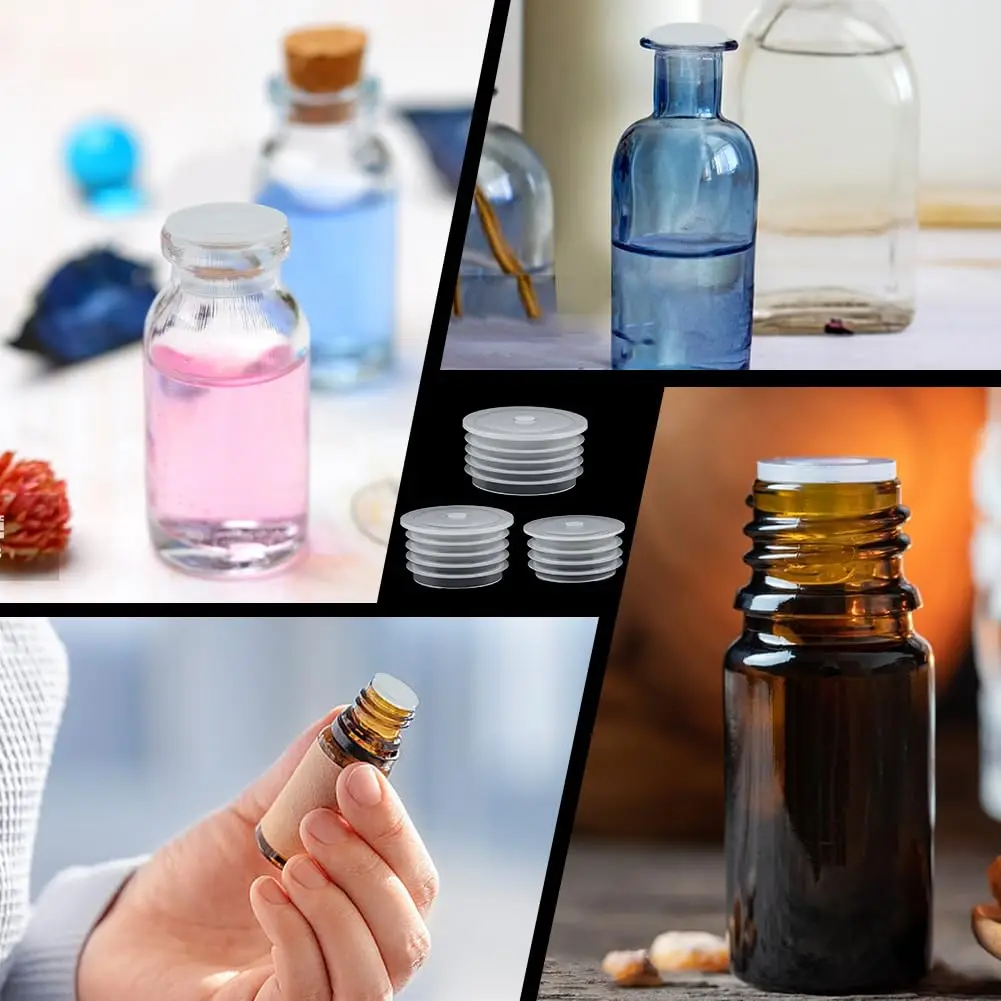 Silicone Single Hole Bottle Stoppers for Syringe, 3 Sizes Leakproof Liquid Bottle Insert Fit Multiple Bottle Neck, 30 Pack Each view 3