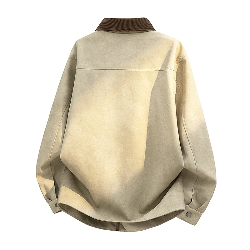 Casual Turn‑Down Collar Faux Leather Jacket Zip‑Up Loose‑Fit Long‑Sleeve Outercoat Multi‑Zipper Pockets Vintage Street Outerwear