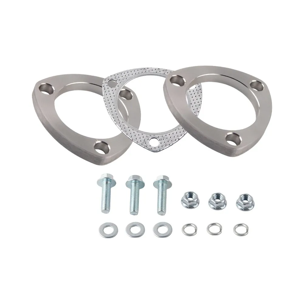 Downpipe Adapter Set 3 Bolt Flange Kit For Exhaust System Repair Stainless Steel Construction For Headers And Mufflers