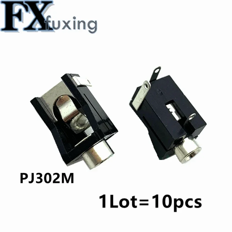 10PCS DC socket Black 10Pcs/lot PJ302M 3.5MM 1/8 Female Audio Connector 3 Pin DIP Headphone Jack PJ-302 M Copper Sleeve pj-302m