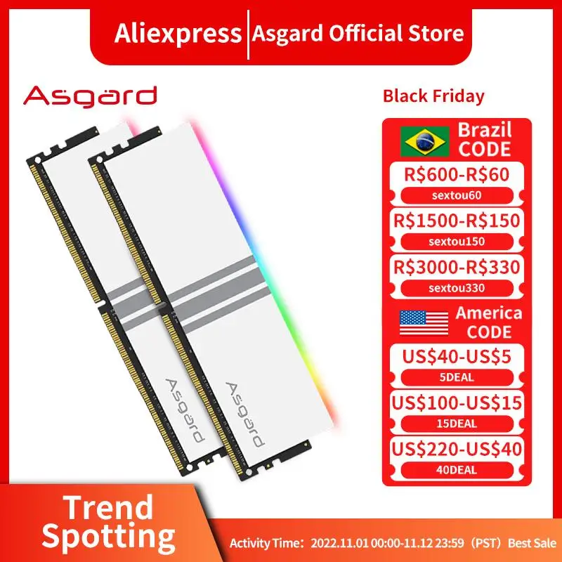 Top Asgard RGB RAM DDR4 Memory 8GBx2 16GBx2 3200MHz 3600MHz Valkyrie V5 Series Polar White Overclocking Performance for Desktop