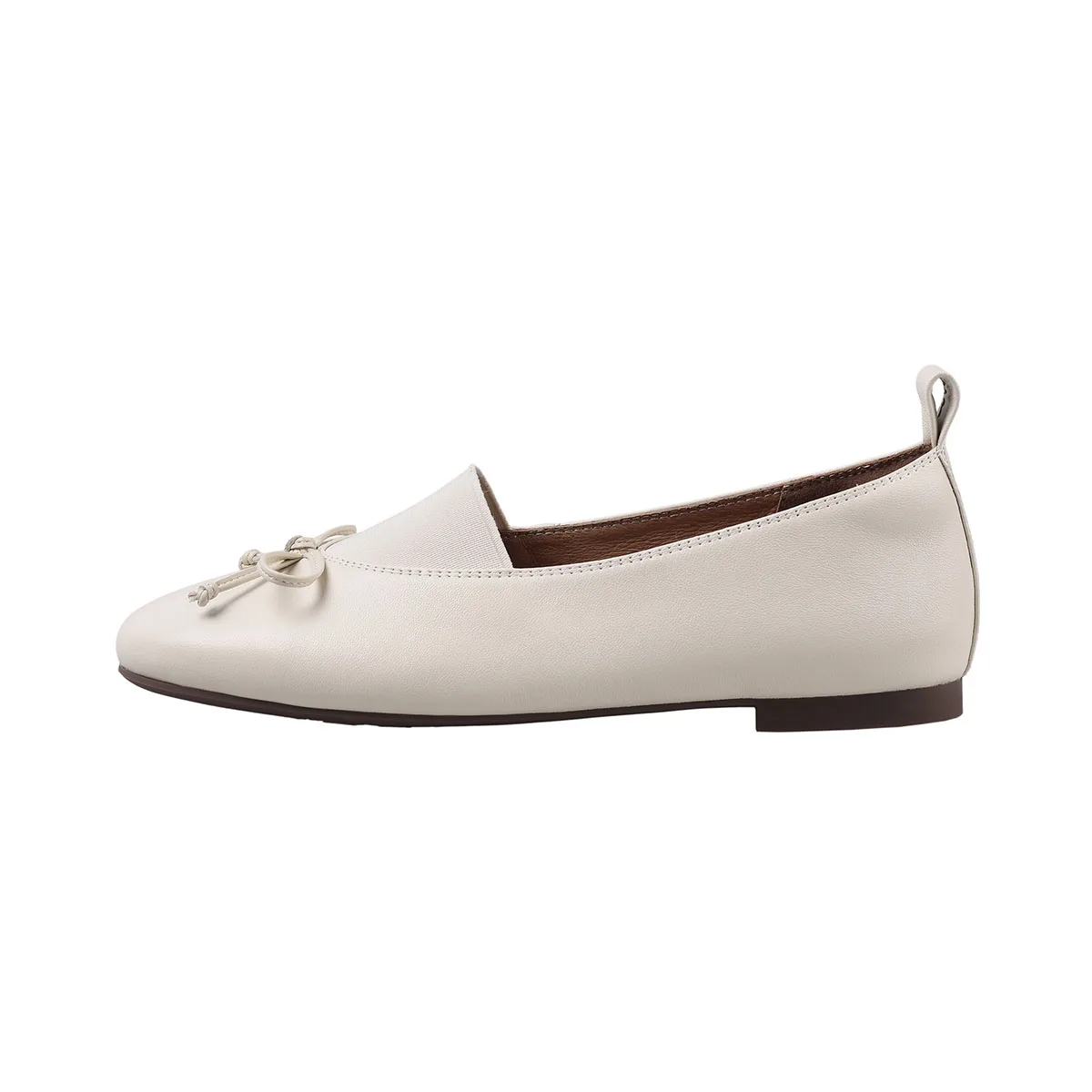 

Arden Furtado 2025 Spring sheepskin Shallow Ballet flats Round toe bowknot Pull-on Women's shoes Commuter shoes Single shoe