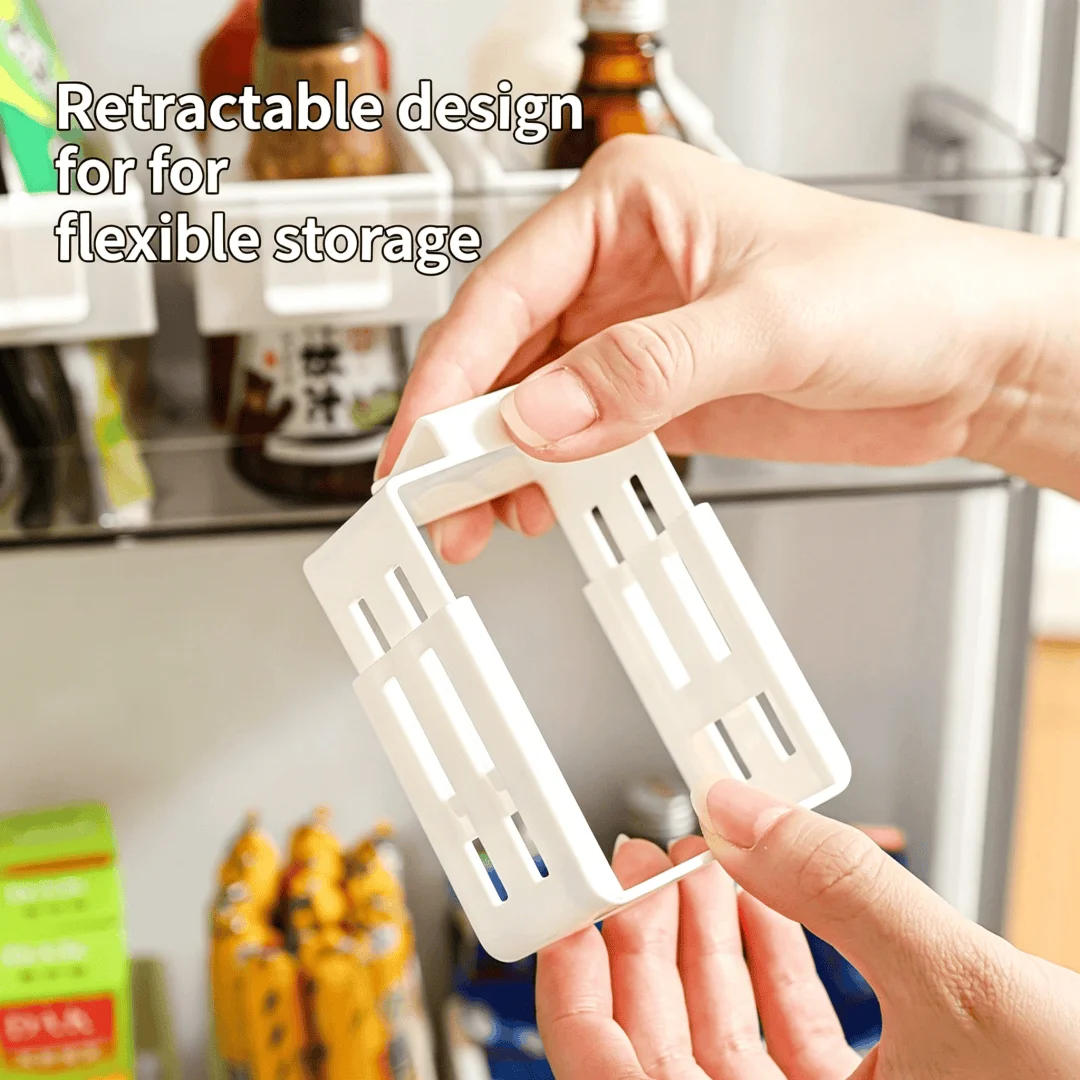 Retractable Fridge Side Hanging Basket, Snap-on Adjustable Organizer for Sauce Packets and Snacks, Kitchen Storage Gadget