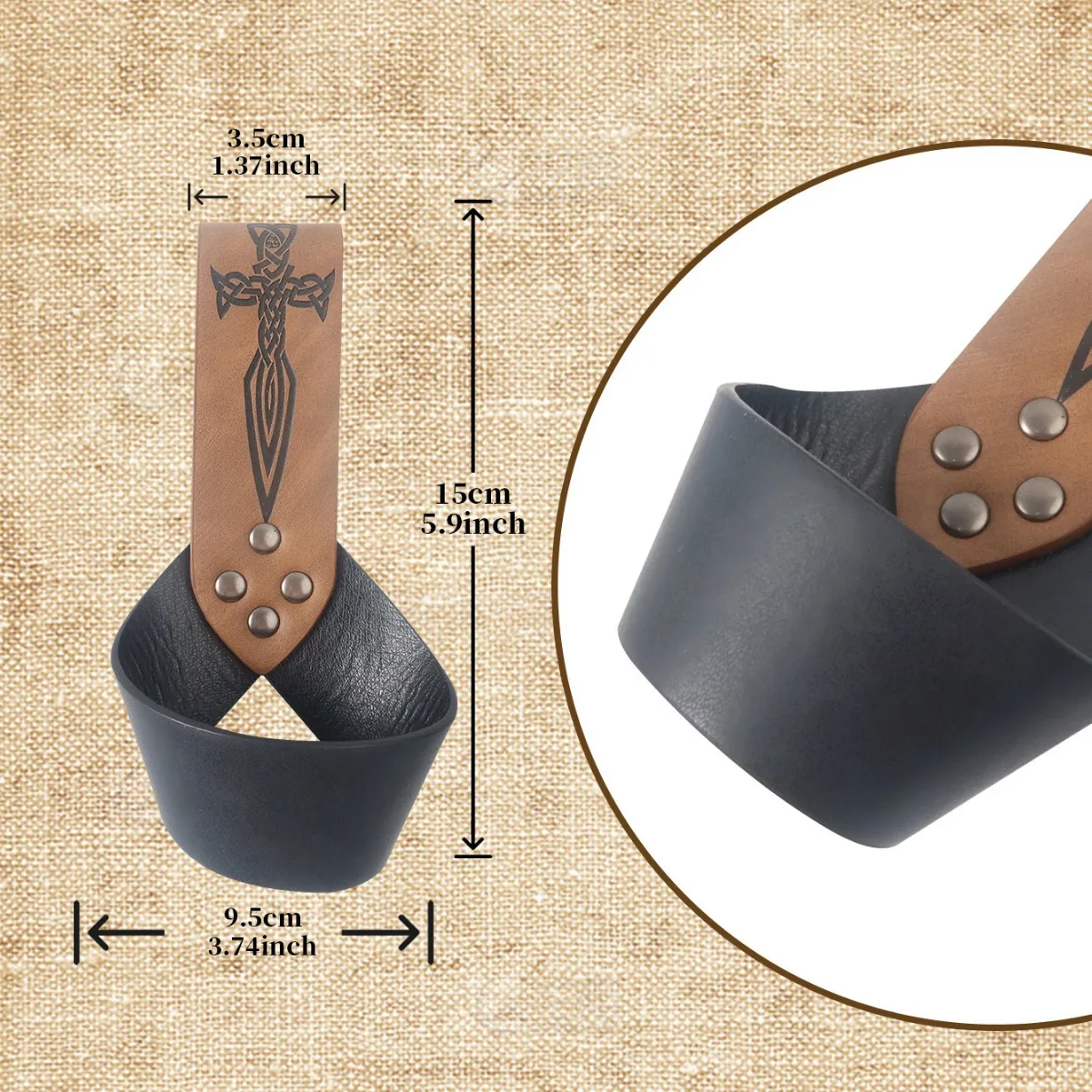 

Leather Medieval Viking LARP Sword Belt Sheath Adjustable Scabbard Holder Warrior Knight Cosplay Accessory Rapier Holster Frog