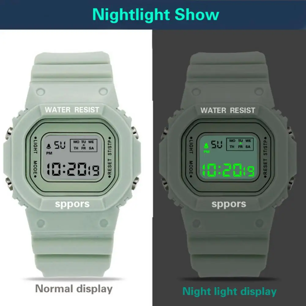 Sports Watch Unisex Design Functional Trendy Watch Electronic Watch Hot Item Waterproof Watch Night Light Function Eye-catching