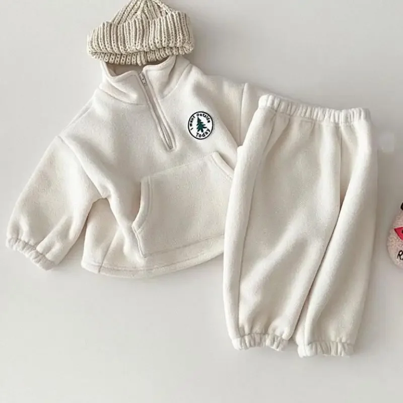 

Children Thicken Sweatshirt & Pant Set, Solid Cotton Long Sleeve Pullover Tops, Kids Clothes, Baby Boys Clothing Sets 2pcs