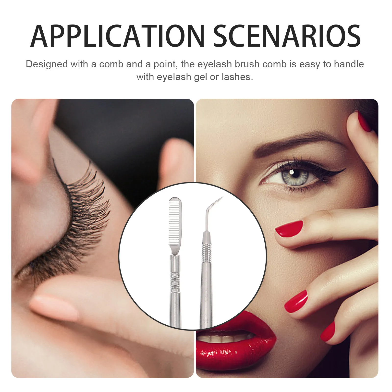 2Pcs Multipurpose Eyelash Comb Eyebrow Combs 2 in 1 Lash Lift Perm Tool Stainless Steel Eyelash Separation Needle Salon Grade