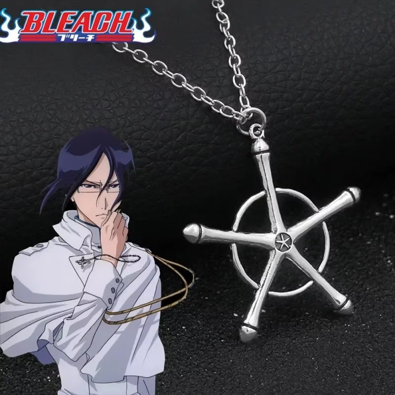Anime Bleach Necklace Quincy Ishida Uryuu Cosplay Ginrei Gojiaku Amulet Alloy Choker Chain Keychain Pendant Jewelry Gifts