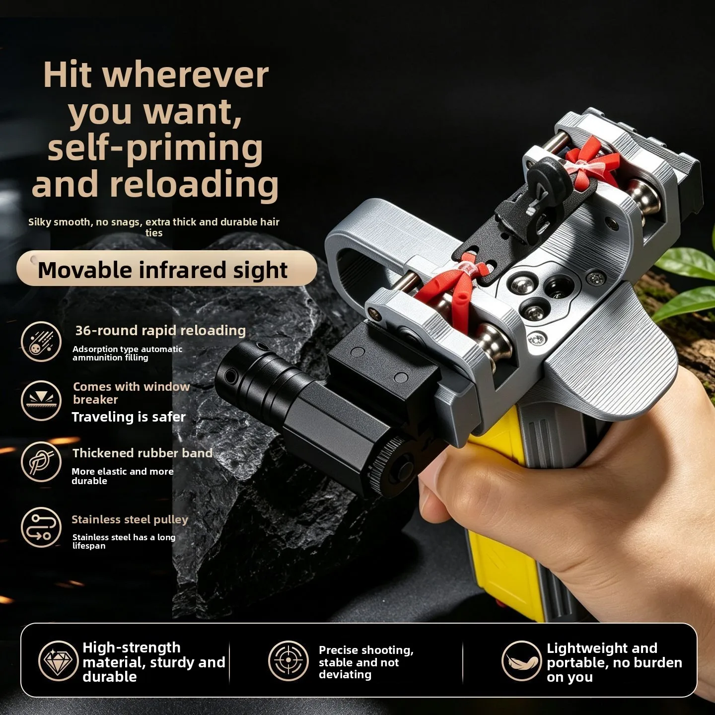36 Bead Automatic Loading Slingshot Adult Shooting Competition Actual Combat Precise Power Magnetic Suction Bands Outdoor Aiming view 5