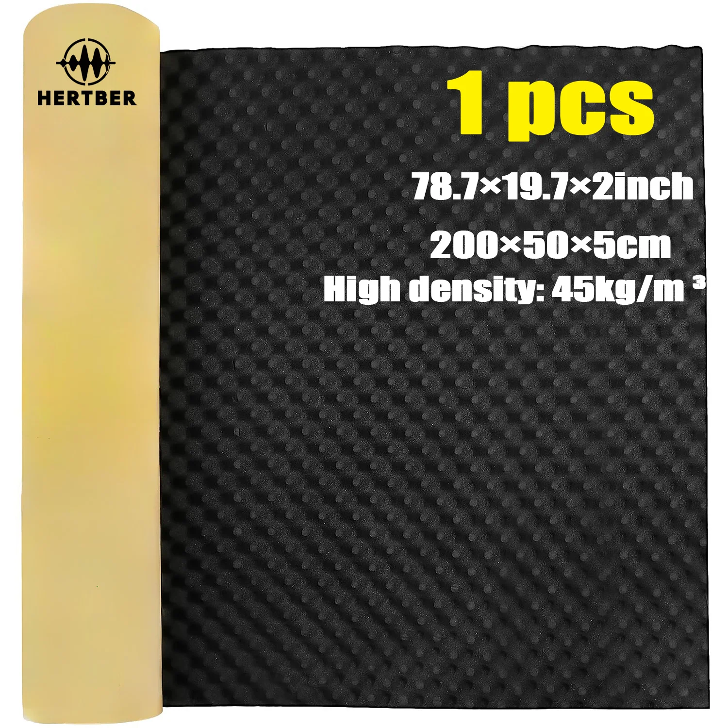 1Pcs Self‑Adhesive Wave Acoustic Foam 200x50x5cm High Density Soundproof Panel Noise Reduction for Studio Office Home Decor