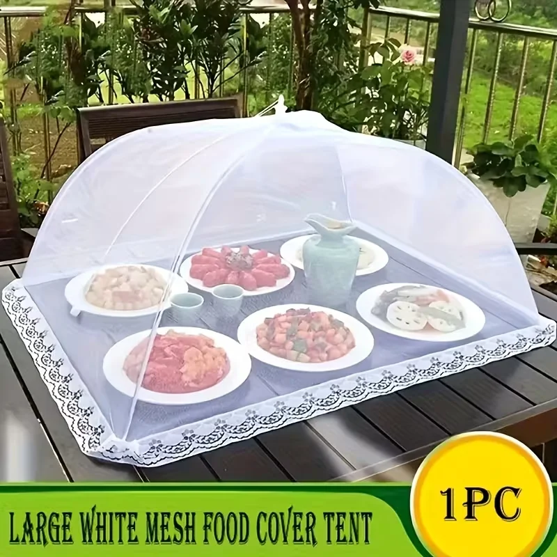Large thick mesh table cover - Portable dust-proof kitchen accessory, outdoor table cover