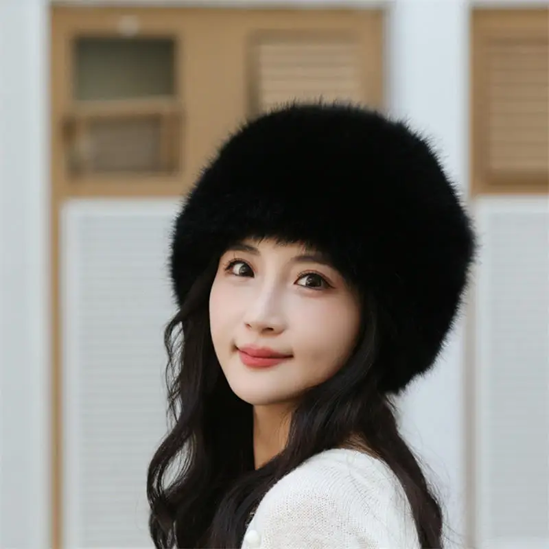 New Imitation Mink Fur Mongolian Hat For Women Plush Fisherman Hat Warm Women's Winter Hat Thicken Cold Snowy Day Chrismas Gifts