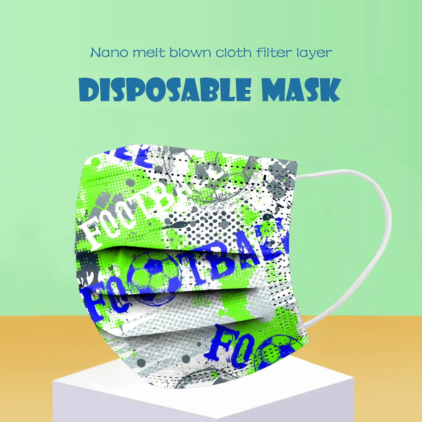 أقنعة الأطفال المطبوعة 50 قطعة أقنعة الأطفال على طراز كرة القدم الكرتون الحرم الجامعي حماية الحياة اليومية الديكور التنقل