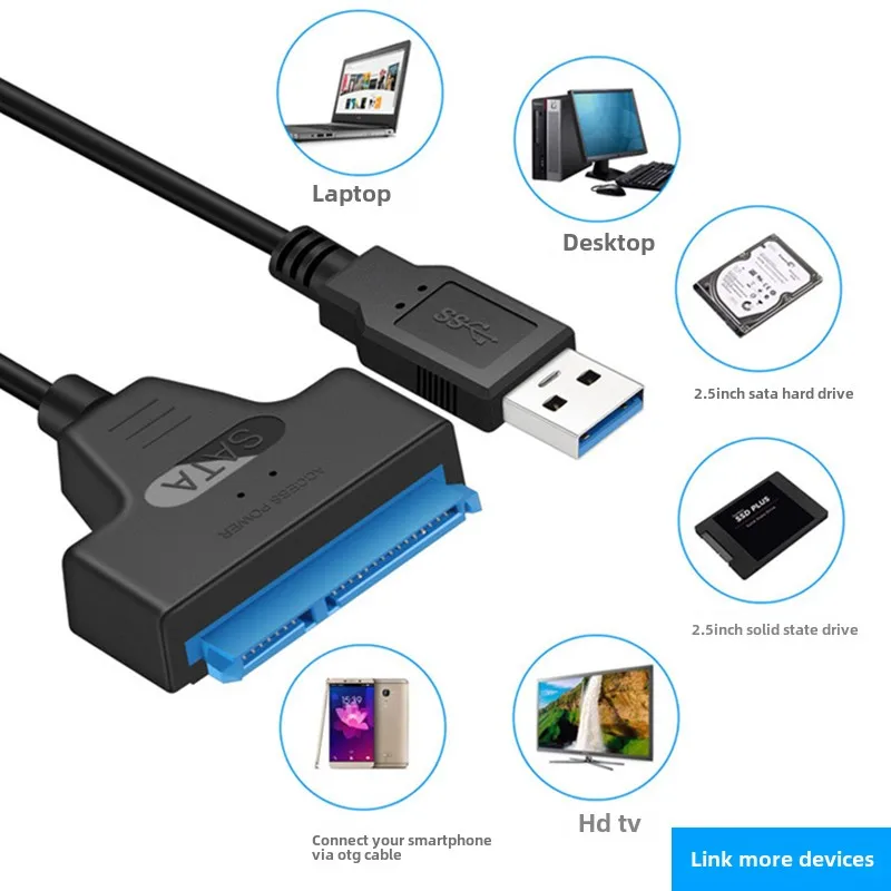 Sata para usb3.0 cabo de unidade fácil 2.5 polegadas 3.5 polegadas mecânico leitor de unidade de estado sólido cabo adaptador fonte de alimentação externa
