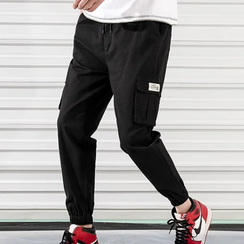 

Spring and Autumn Sports Bathroom Pants Men's Winter Versatile Legged Knitted Work Pants with Thick Velvet Casual Pants 2024