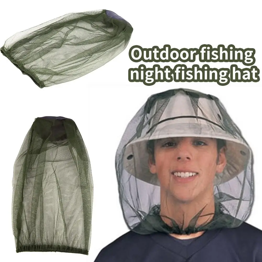 Nylon Fishing Anti-mosquito Hat Net Outdoor Head Face Fishing Net Anti-bee Cover cappello traspirante maschera da uomo a prova di morso insetto S1C1