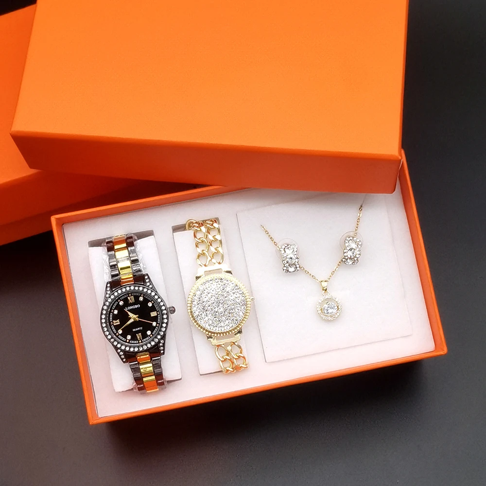 Top Brand Women's Watches Elegant Original Quartz Ladies Wristwatch Stainless Waterproof Diamond Wristwatch with Jewelry set+Box