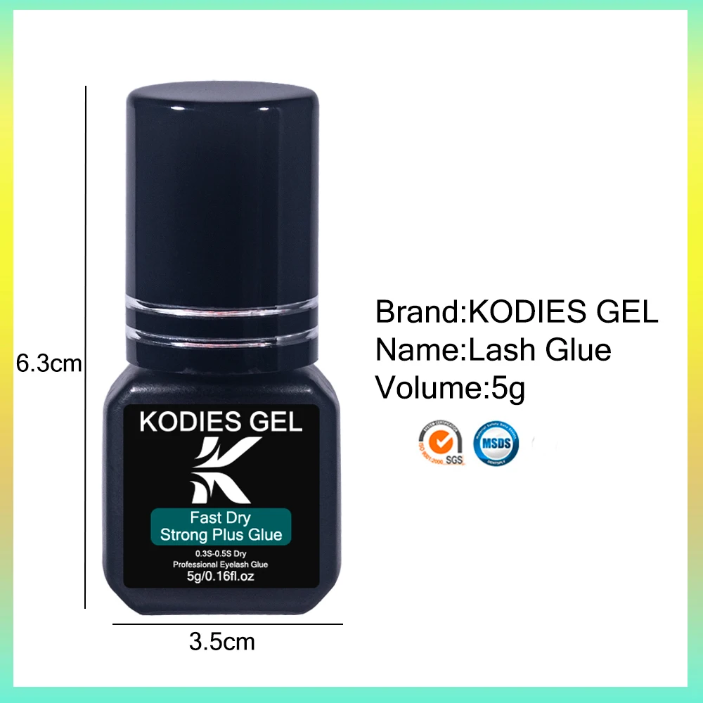 KODIES GEL Strong Plus Eyelash Glue 5g Black 0.3S-0.5S Fast Dry Lash Adhesive Extension Supplies Lift Waterproof Permania 8 Week