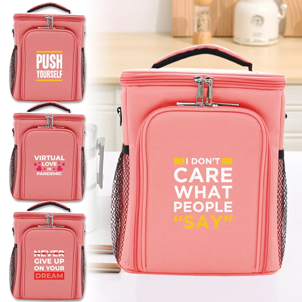 

Термосумка-холодильник с принтом, розовая, с двойными стенками, с фронтальным открытием, для кемпинга