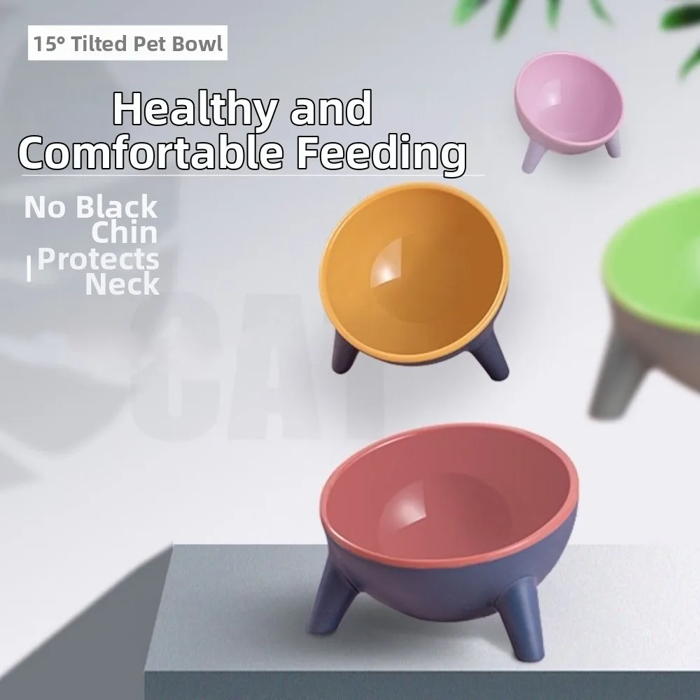 

Anti Slip Pet High Footed Bowl Anti Vomiting 15° Inclination Cat Food Water Bowl Triangle Stand Protect Cervical Vertebra