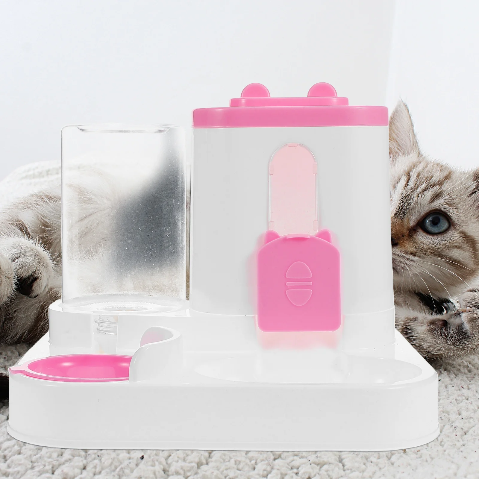 

2 in 1 Automatic Cat Feeder with Water Fountain Large Capacity Reusable Pet Feeding Bowl for Cats and Dogs Modern Design Pet