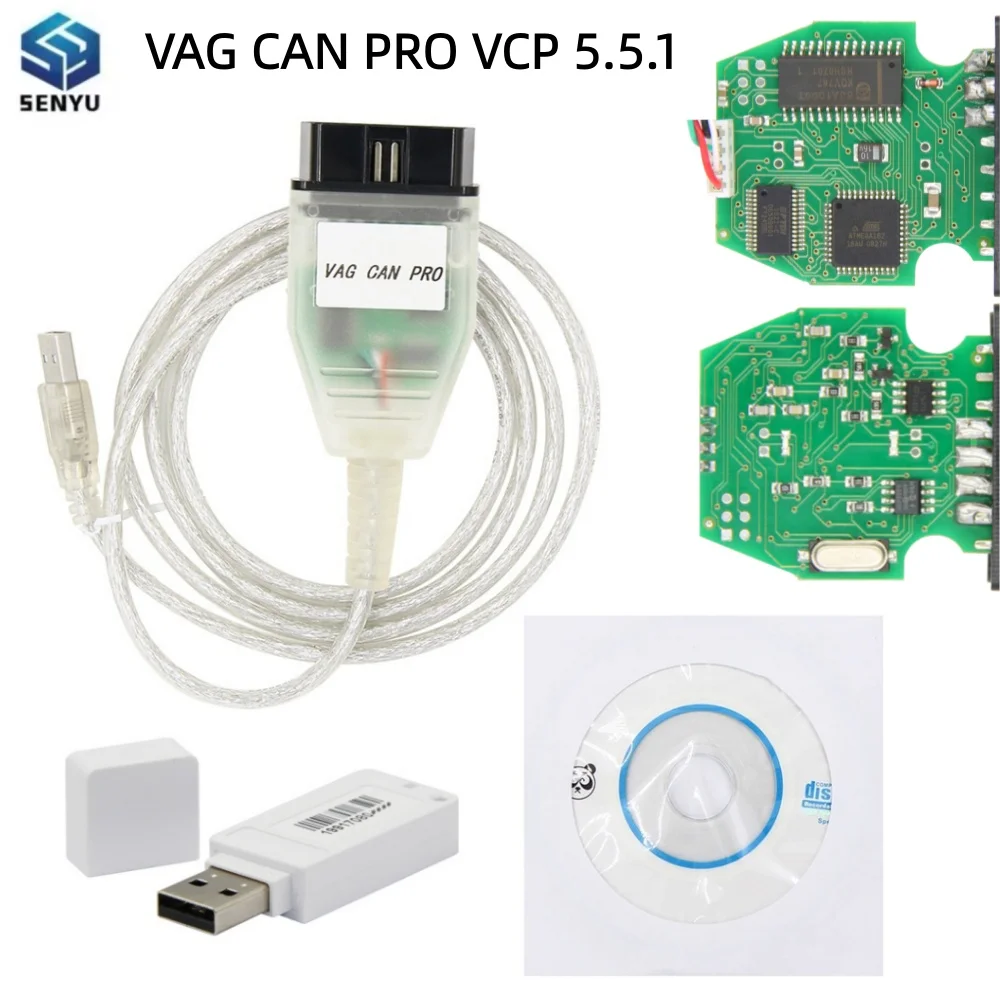 High Quality VAG CAN PRO VCP 5.5.1 with FTDI FT245RL Interface USB Can Bus VAG K-line OBD 2 Cable OBD2 Auto Car Diagnostic Tool