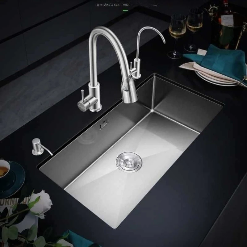 304 stainless steel sink single slot, small size embedded in the countertop and under the counter basin, kitchen manual
