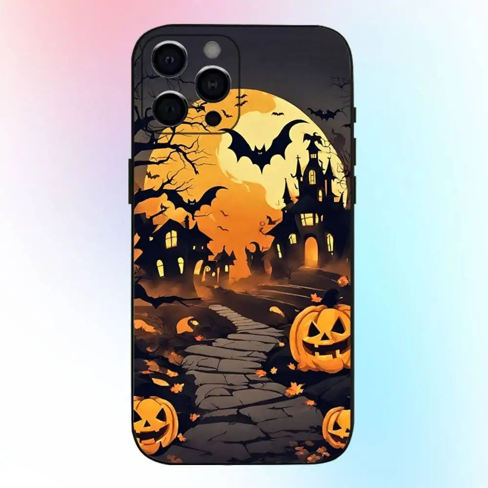 حافظة هاتف ممتعة برسوم كارتونية للهالوين لهاتف iPhone17,16,15,14,13,12,11 Plus، Pro Max غطاء أسود ناعم #2