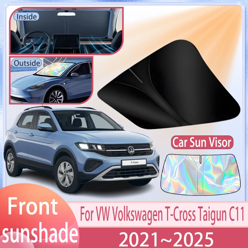 Parasol de coche para Volkswagen t-cross Taigun 2021 ~ 2025 2024 2023 cubierta de visera de parabrisas delantero accesorios de protección Anti UV