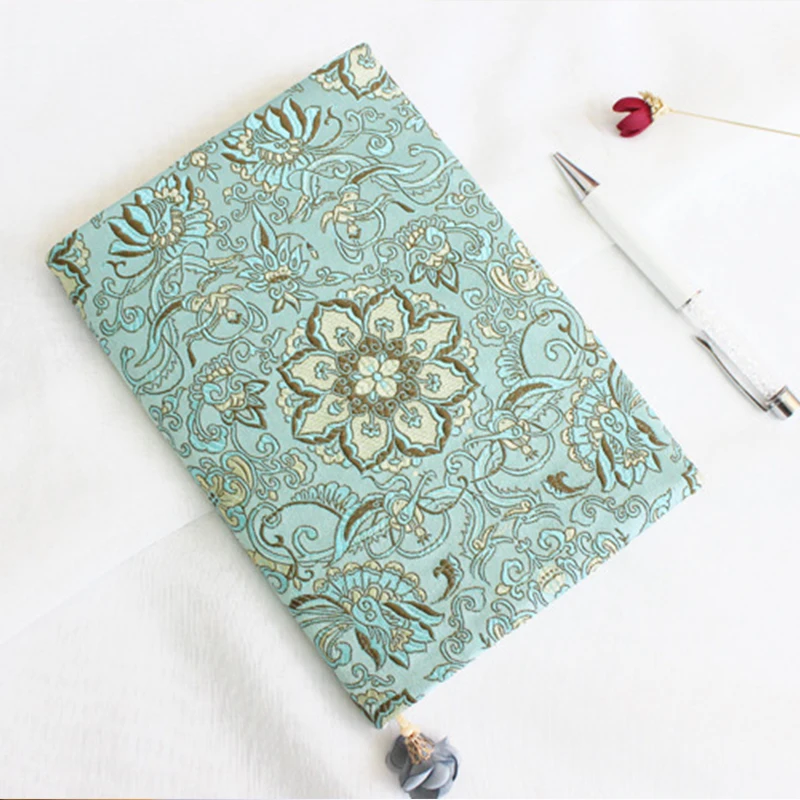 A5 Printed Linen Book Cover Protector Sleeve for Softcover Novels Detachable Floral Design Cloth Dustproof Gift for Book Lovers