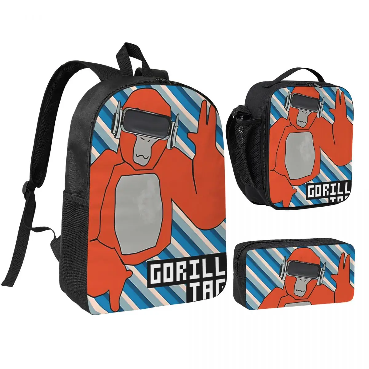 

3pecs/set Gorilla Tag Maker Backpack for Student Back To School High School Daypack Lunch bag Pencil Case