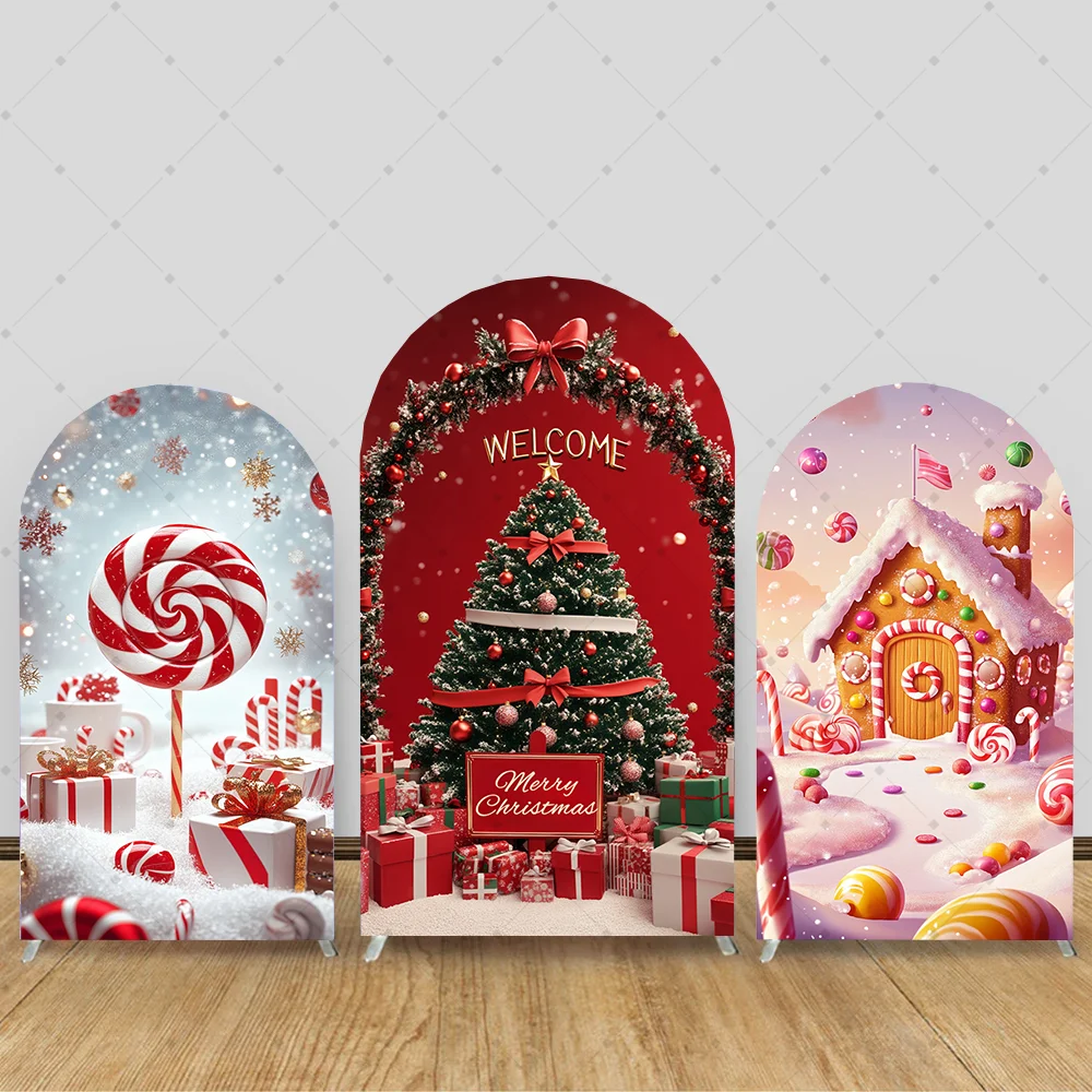 

2-Sided Arch Backdrop Merry Christmas Custom Photography Cover Festival Party Kids Christmas House Photo Background Studio