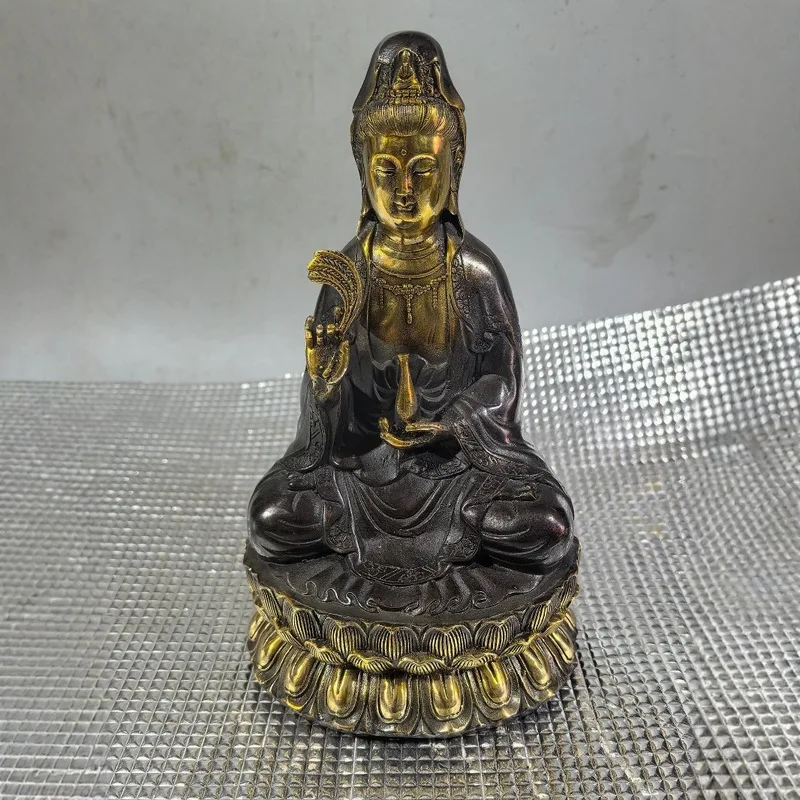 Bronze Collection,Southern Sea Guanyin Bodhisattva Statue Ornament Home Decorations: Happy Guanyin Figurine Ornament Craft