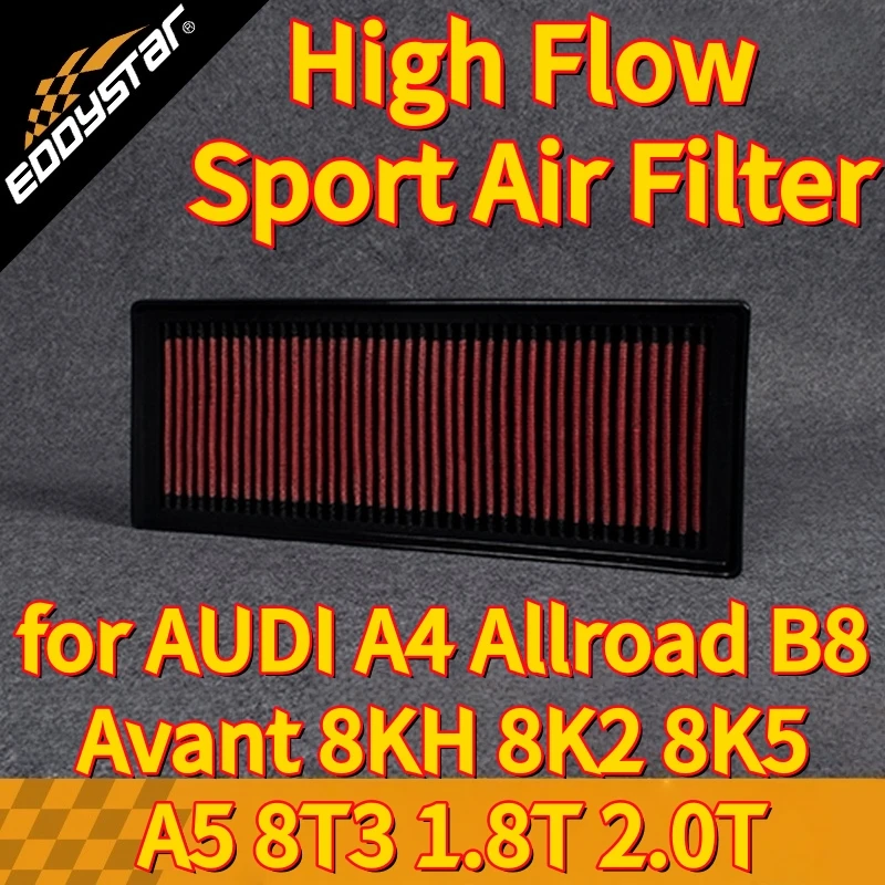 

Спортивный воздушный фильтр с высоким расходом для AUDI A4 Allroad B8 Avant 8KH 8K2 8K5 A5 8T3 1.8T 2.0T Моющиеся гоночные впускные фильтры