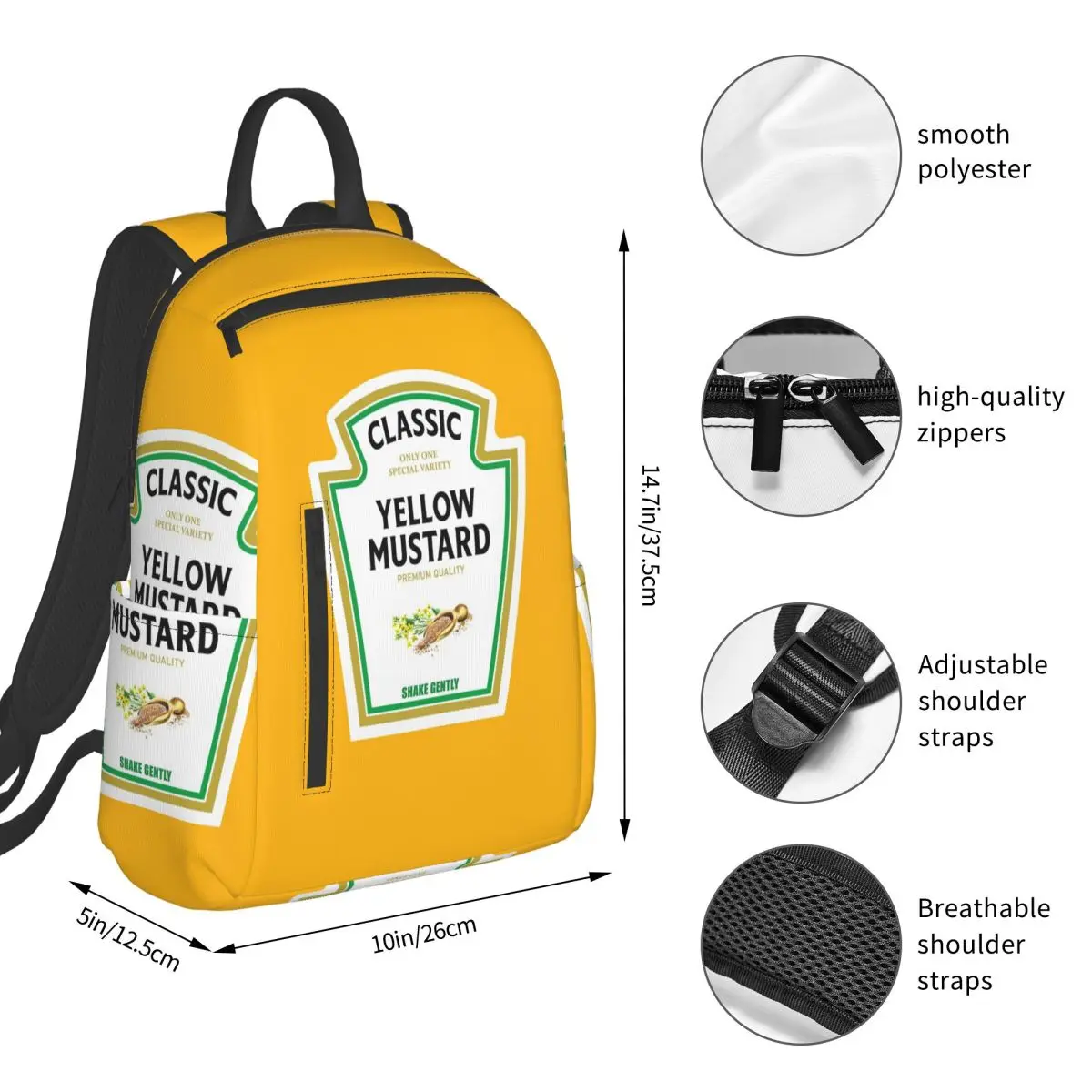 Mustard Mayo Ketchup Backpack Student BookBag Kids School Bag Computer Shoulder Bags Boys Girls