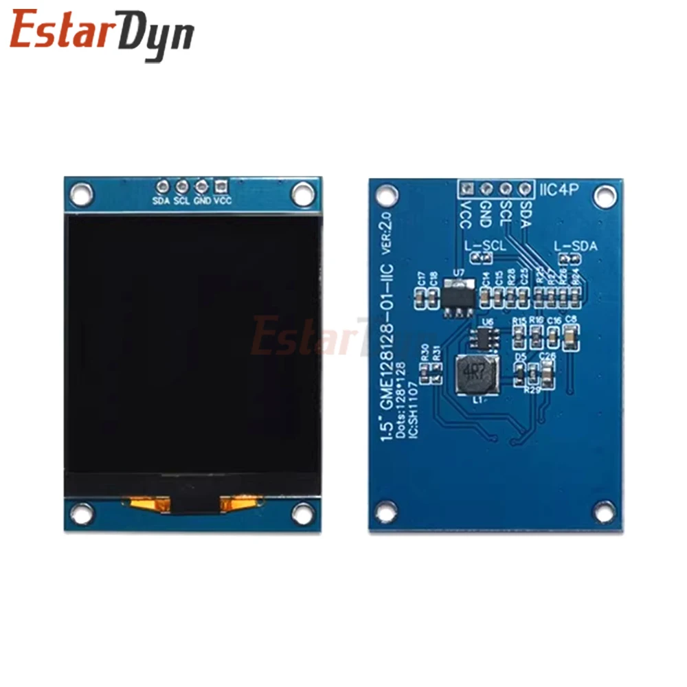 1.5-inch OLED LCD screen SH1107 small screen 128x128 display module 4-pin monochrome screen 11C