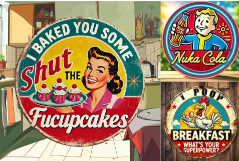 قطعة واحدة من لافتة خشبية دائرية عتيقة لتزيين المطبخ، لوحة خشبية مطبوعة بألوان واحدة ثنائية الأبعاد #3