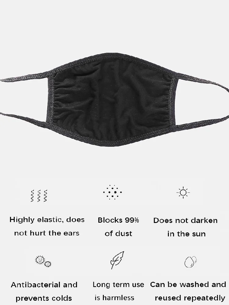 قناع من القطن الخالص بلون موحد، قناع رقيق ثلاثي الأبعاد مخصص، قناع غبار للسفر في الهواء الطلق للرجال والنساء، قابل للغسل #6
