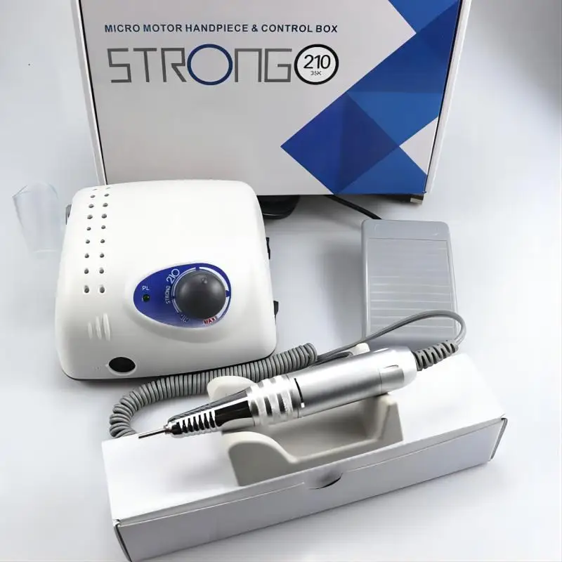 Strong 210-Fresa eléctrica para manicura, taladro profesional para uñas, herramienta de Arte de uñas, 35000 RPM, 65W