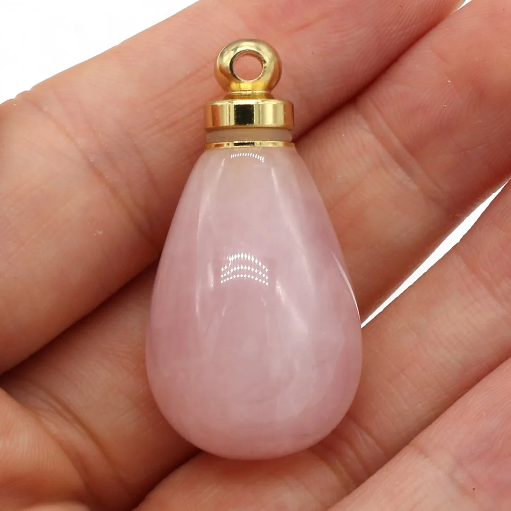 Water Drop Shape Perfume Bottle Essential Oil Fragrance Diffuser Natural Stone Pendant Jewelry Necklace DIY Accessories