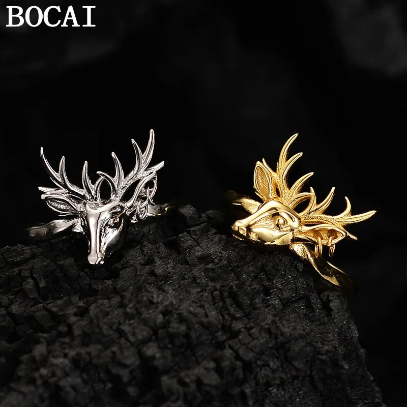 

BOCAI S925 Sterling Silver Jewelry Fashionable Niche Reindeer Ring Women's Selected Gift