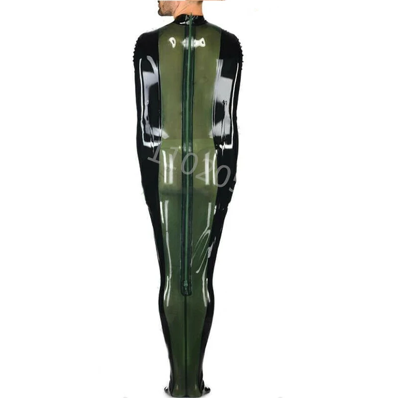 Male Latex Rubber Gummi Sleep Sack Bodybag Black with Transparent Black Inner Sleeves Catsuit Customized 0.4mm Color Available